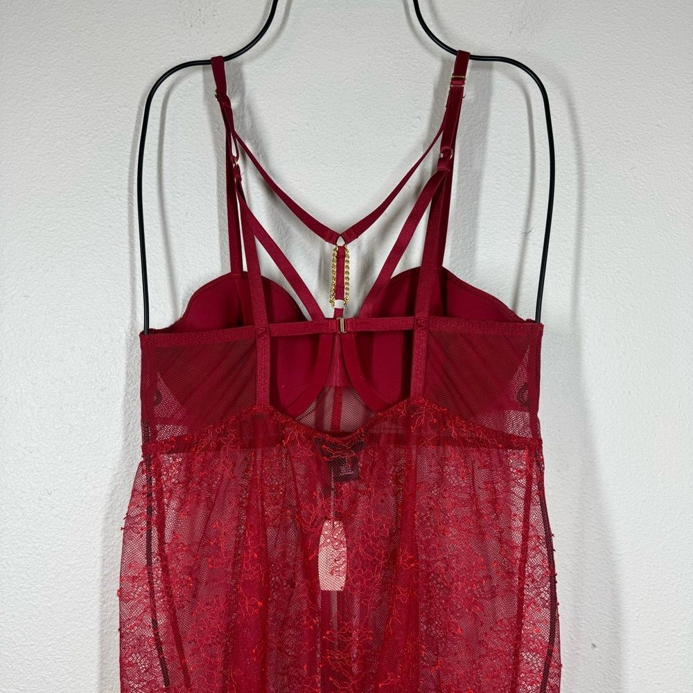 NWT Victoria’s Secret Red Lace Babydoll Camisole Caged Valentines Nighty 36C - Picture 5 of 7